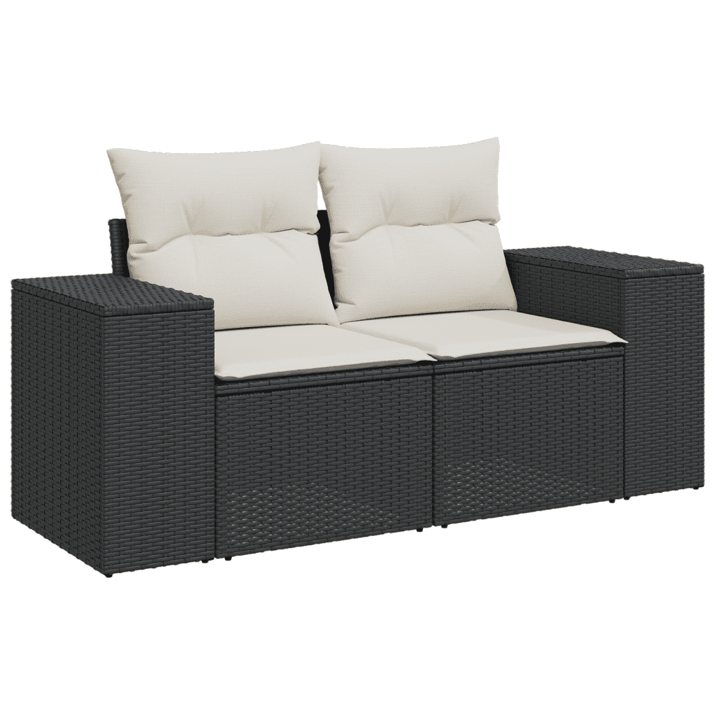 10-dijelni set vrtnih sofa s jastucima crni od poliratana Crna