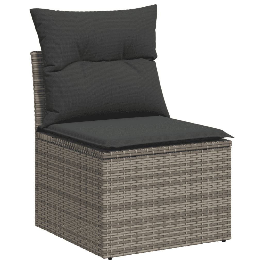9-dijelni set vrtnih sofa od poliratana s jastucima sivi Siva