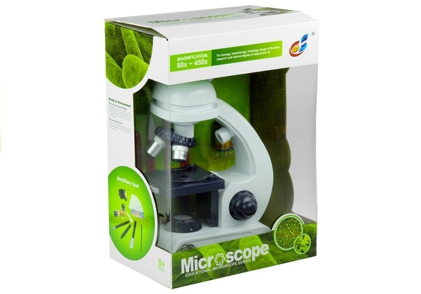 Mikroskop za djecu 80x 200x 450x sa dodacima - cro/bijeli