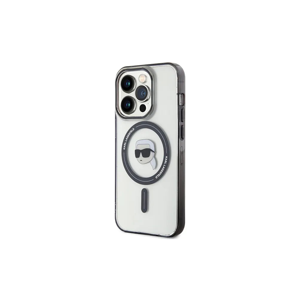 Originální KARL LAGERFELD Hardcase KLHMP15LHKHNOTK pouzdro pro iPhone 15 PRO (Karl Head + MAG / průhledné)