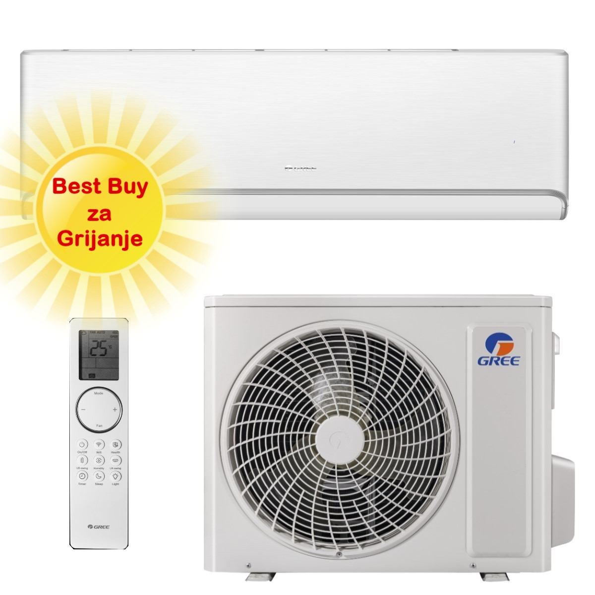 GREE KLIMA UREĐAJ 5,3kW GWH18AVDXE- Airy, za prostor do 50m2, R32, A+++ energetska klasa