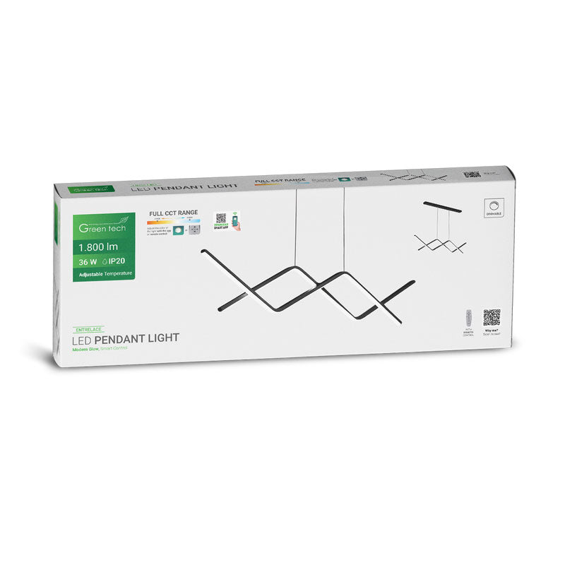Smart dekorativna visilica Green Tech 36W, 3CCT, dim, APP + daljinski upravljač