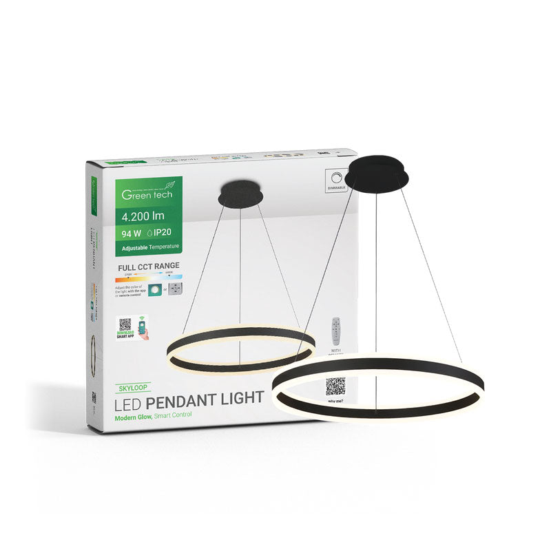 Smart dekorativna visilica Green Tech 94W, 3CCT, dim, APP + daljinski upravljač