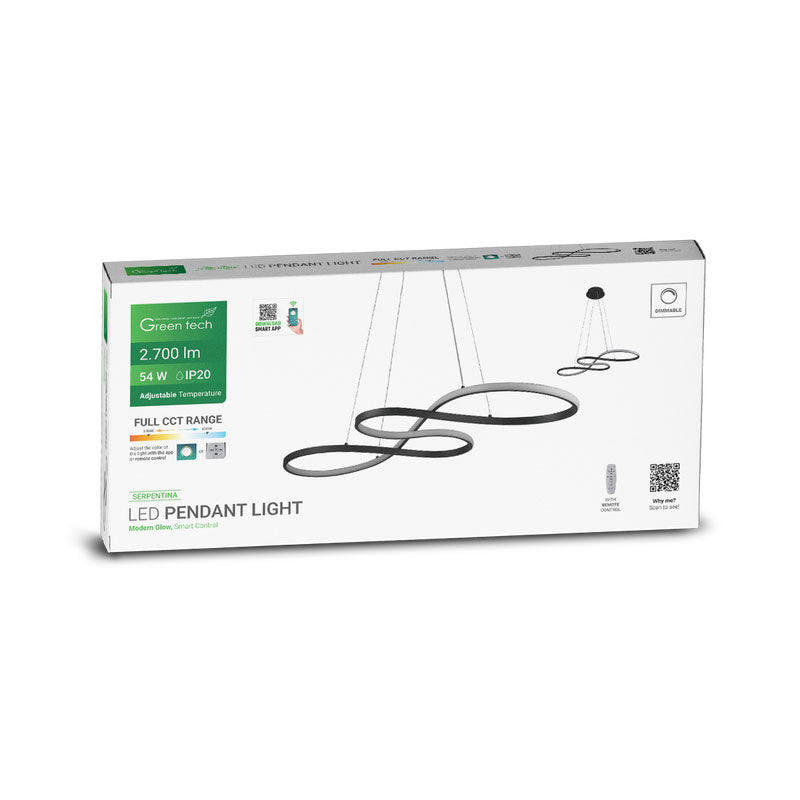 Smart dekorativna visilica Green Tech 54W, 3CCT, dim, APP + daljinski upravljač