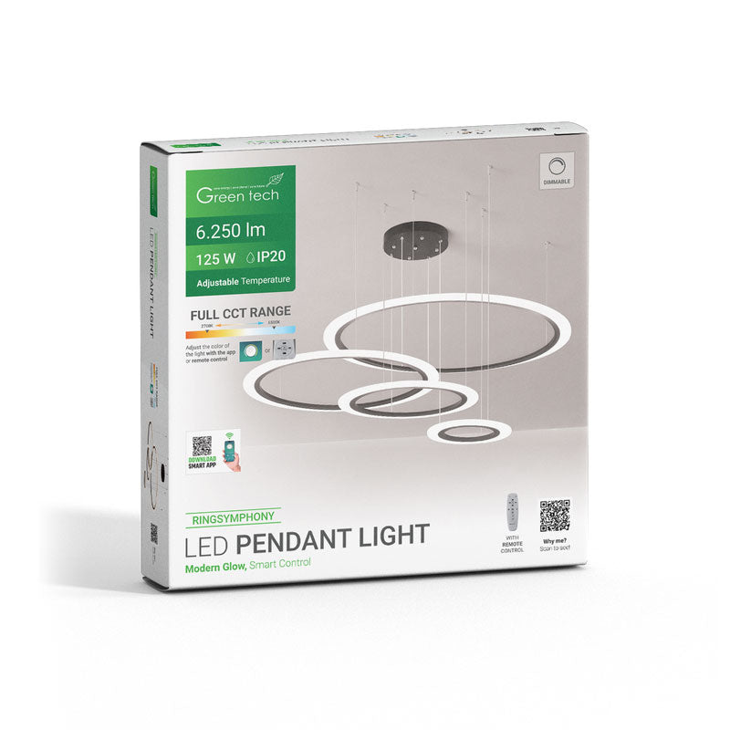 Smart dekorativna visilica Green Tech 125W, 3CCT, dim, APP + daljinski upravljač