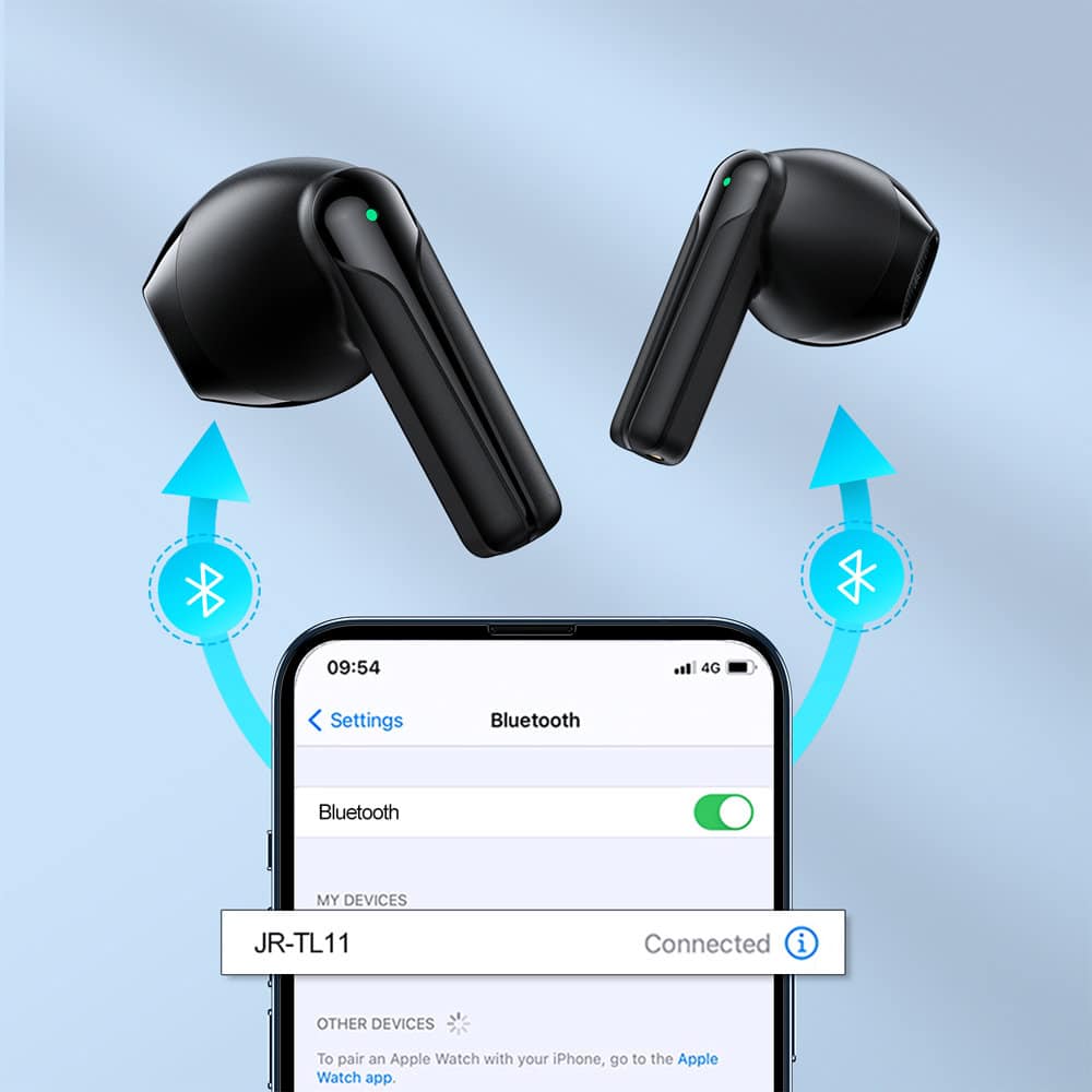 JoyRoom – bezdrátová sluchátka (JR-TL11) – ENC – voděodolnost IPX4 – Bluetooth 5.3 – černá