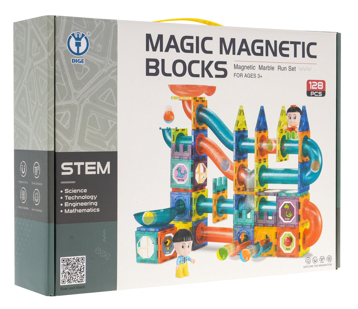 Magnetni blokovi - 128 elemenata - šareni