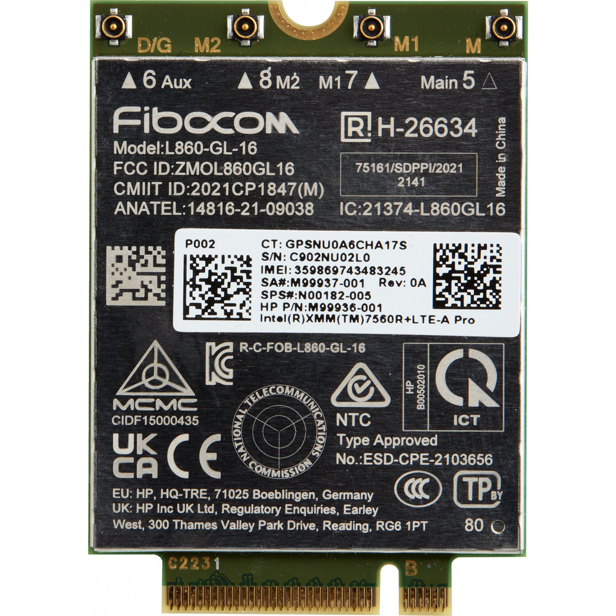 HP XMM 7560 R+ LTE-Advanced Pro WWAN sučeljna kartica / adapter Interno