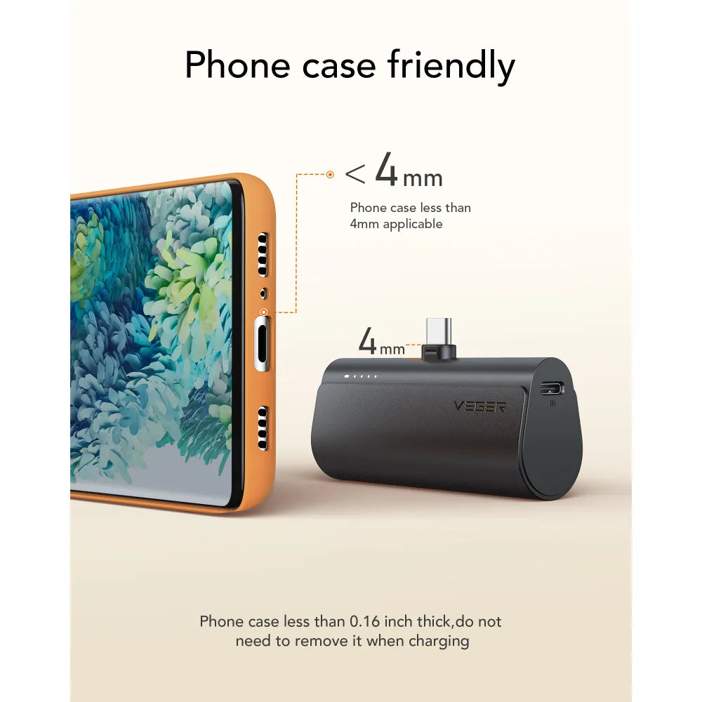 Powerbank VEGER PlugOn - 5000mAh sa ugrađenim Type C PD 20W konektorom