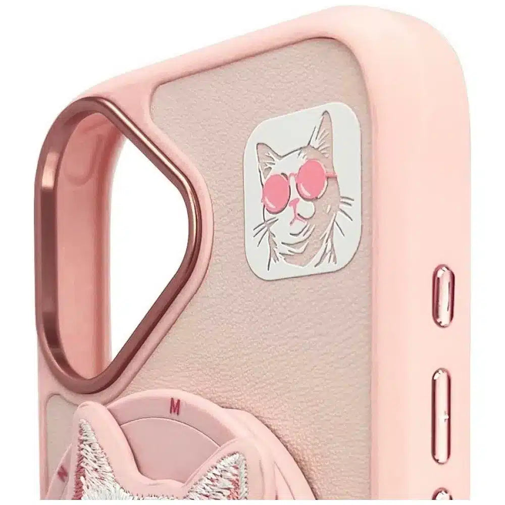 NIMMY GLASSES COOL CAT MagSafe kompatibilní pouzdro pro iPhone 16 růžové