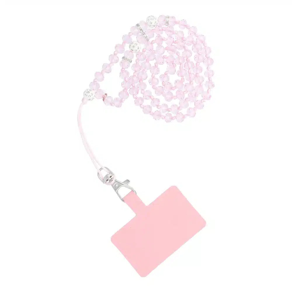 Privjesak za telefon CRYSTAL DIAMOND / dužina kabla 74cm (37cm u omči) / oko vrata svijetloružičasta