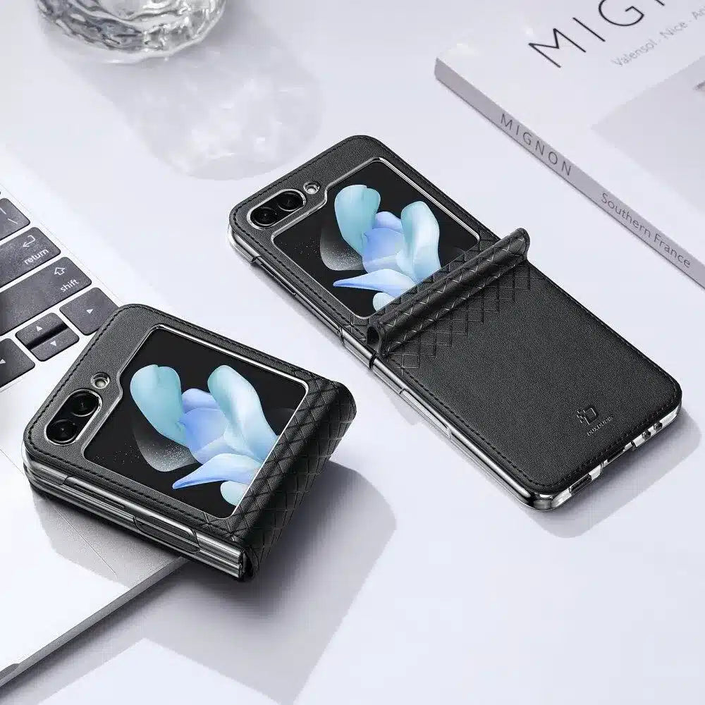 DUX DUCIS Bril - kožené pouzdro pro Samsung Galaxy Z Flip5 5G černé