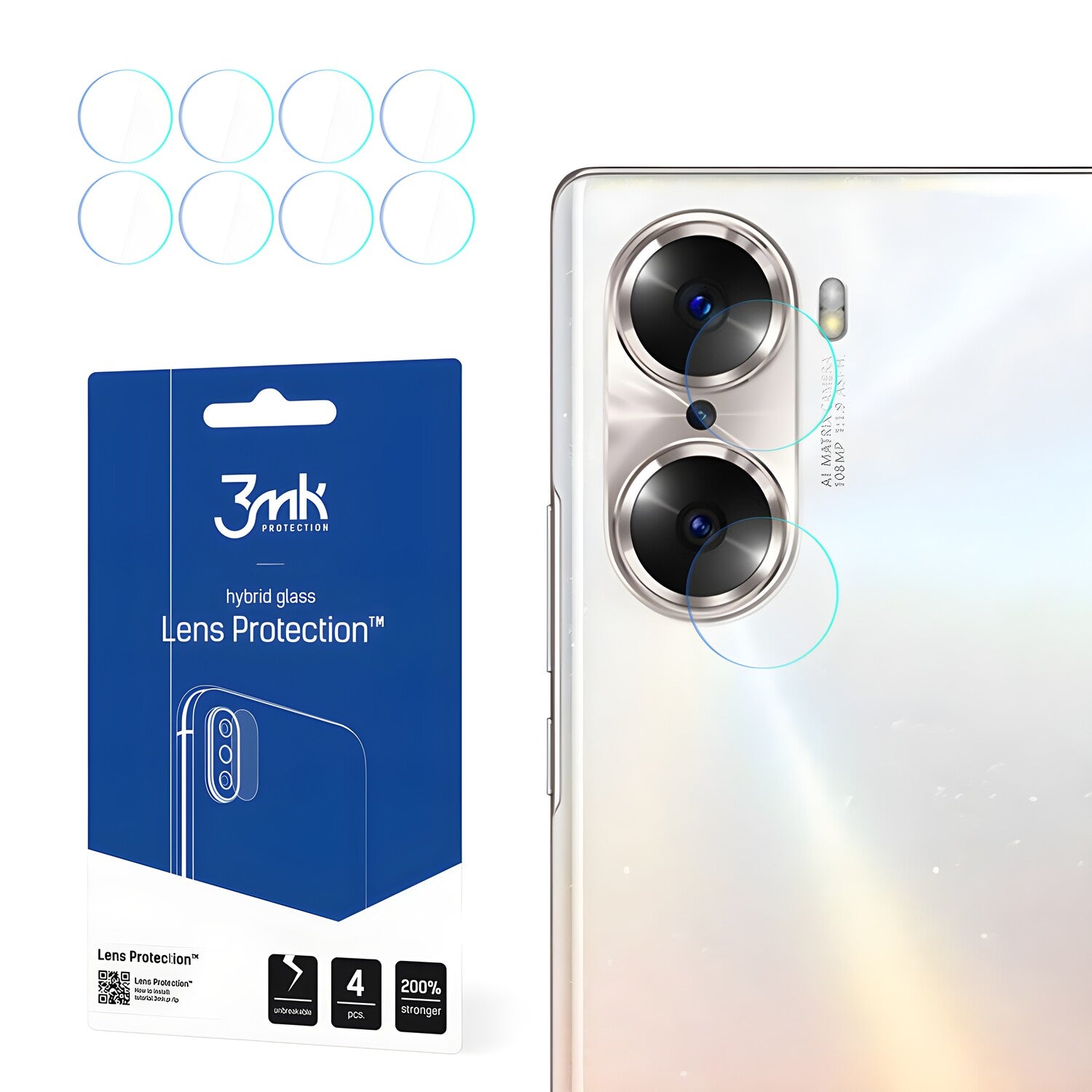 4x Staklo za kameru 3mk za Honor 70 - Prozirna KP20528