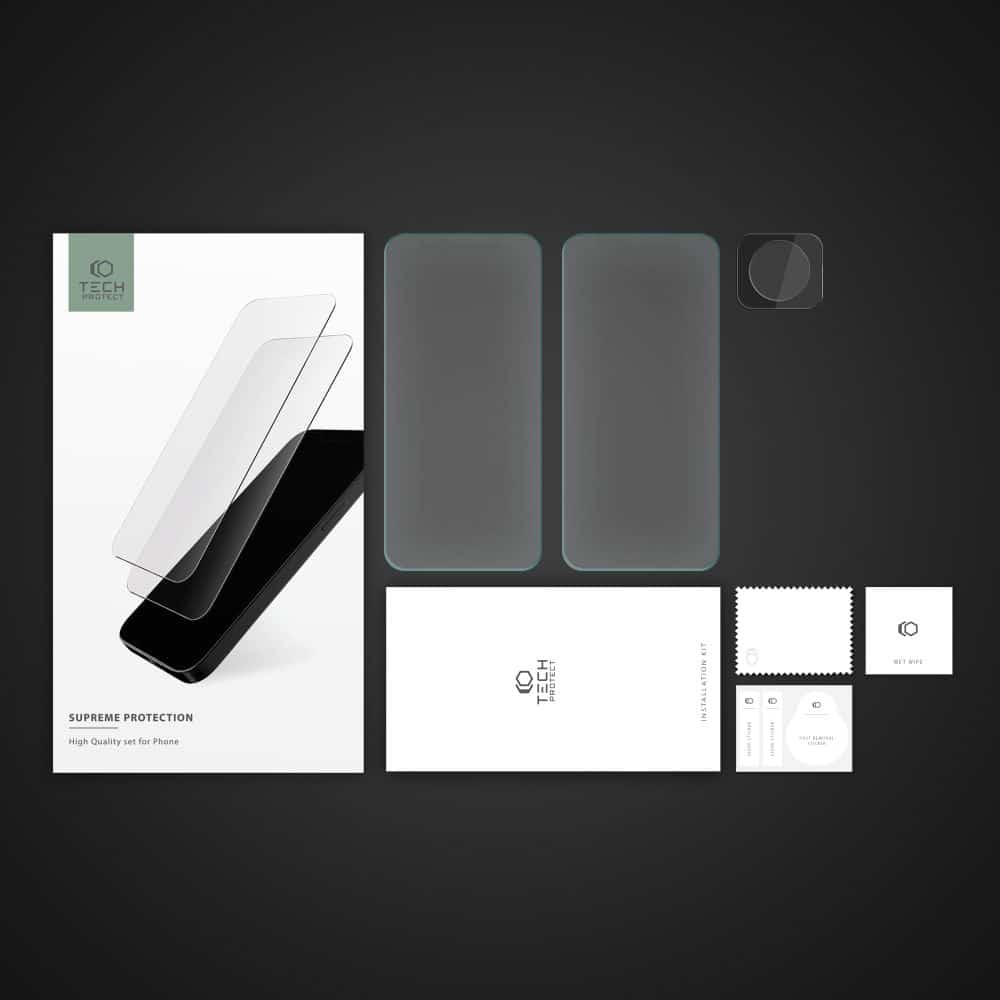 TECH-PROTECT SUPREME SET TVRZENÉ SKLO+SKLO PRO KAMERU PRO XIAOMI 12T PRO CLEAR