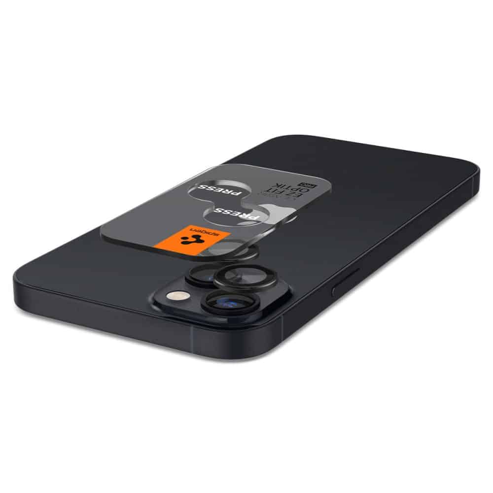 SPIGEN OPTIK.TR EZ FIT OCHRANNÉ TVRZENÉ SKLO NA KAMERU 2-KUSY PRO IPHONE 14 / 14 PLUS/ 15 / 15 PLUS ČERNÉ