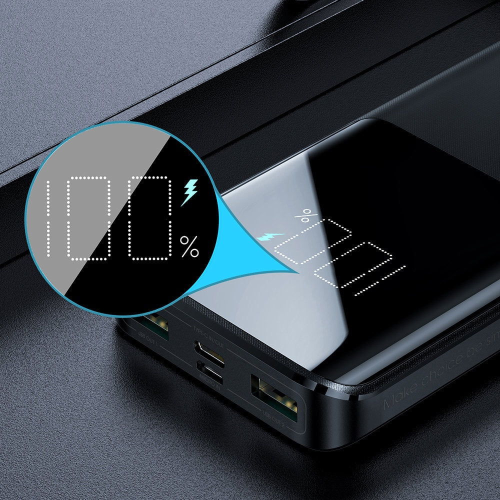 JoyRoom - Powerbanka (JR-T013) - 2x USB- Type-C- Micro-USB - s velkým digitálním displejem- 15W- 10000mAh - černá