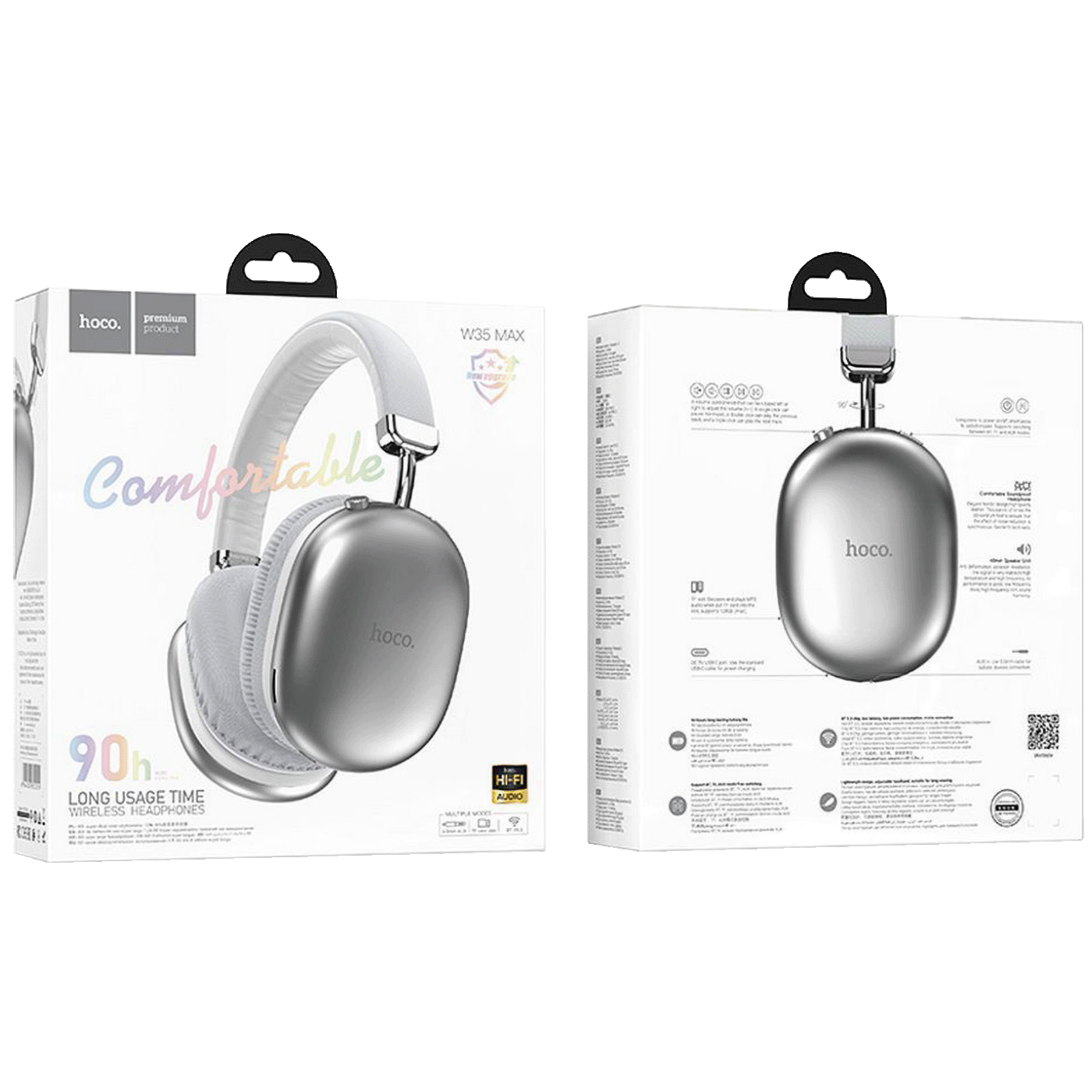 hoco. Bezdrátová Bluetooth sluchátka – W35 Max Joy Silver