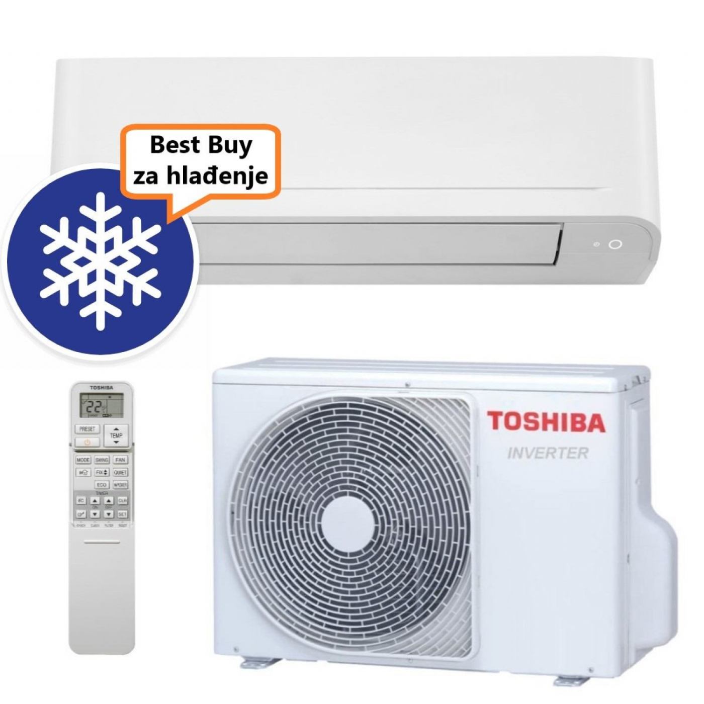 TOSHIBA KLIMA UREĐAJ 6,5kW RAS-B24B2KVG-E2/RAS-24B2AVG-E2- Seiya Classic 6,5kw do 70m2, A++, R32