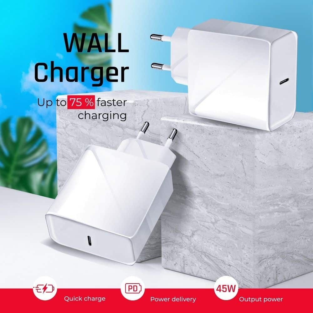 Cestovní nabíječka Forcell Type-C - 3A 45W s funkcí PD a Quick Charge 4.0