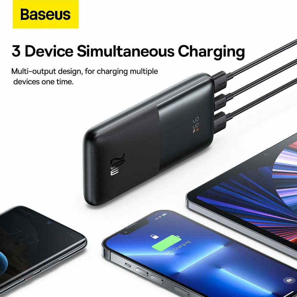 BASEUS powerbanka 10 000 mAh + USB A na typ C PD QC3.0 3A 20W PPBD040201 černá