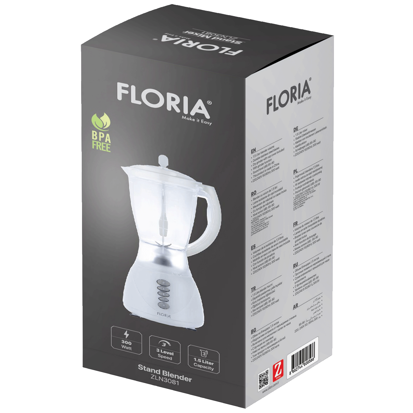 Floria mixér, objem 1,5 l, 300 W, bílý - ZLN3081