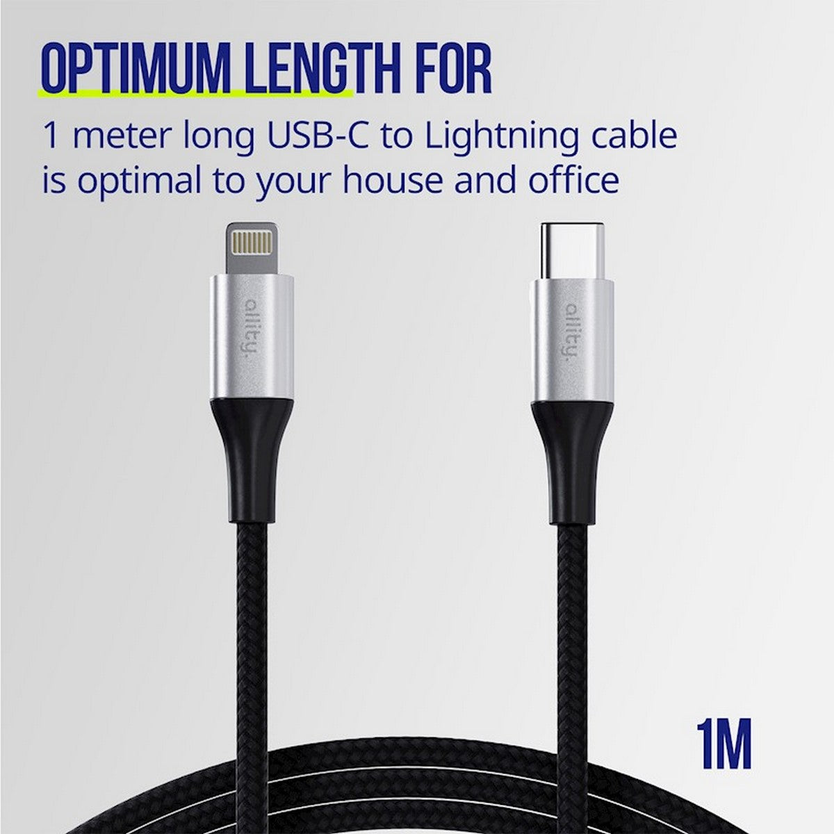 ALLITY kabel AUC-01 USB-C - Lightning 1,0 m 27W CRNI