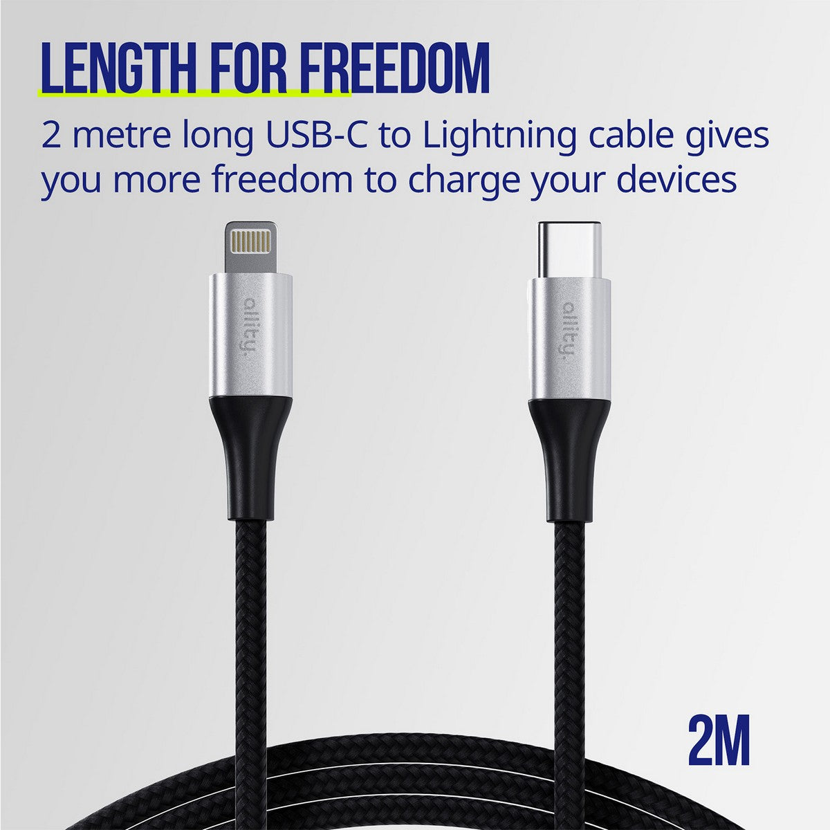 ALLITY kabel AUC-01 USB-C - Lightning 2,0 m 27W CRNI