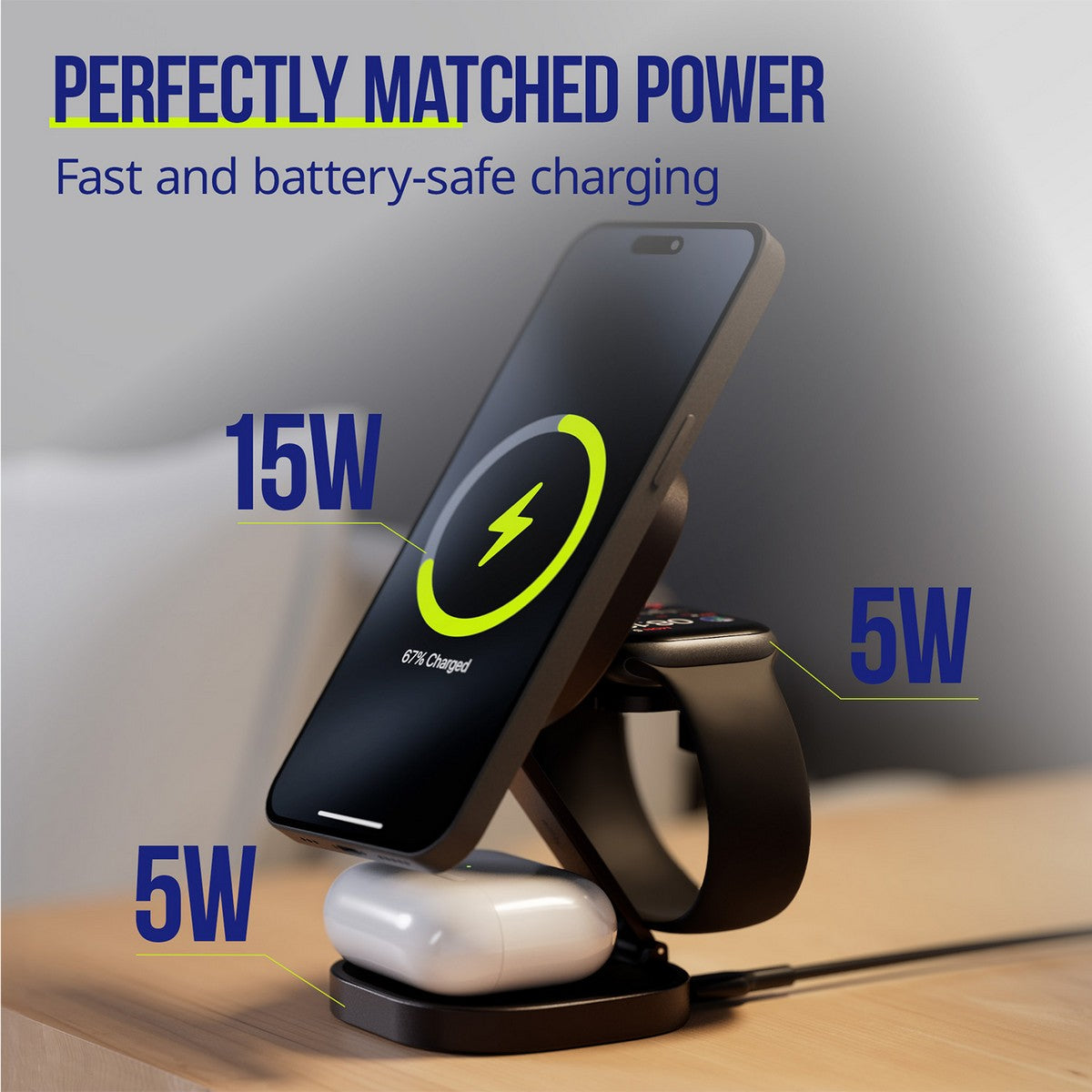 ALLITY bežični punjač AWC-220-25WMS 25W grafit 3u1