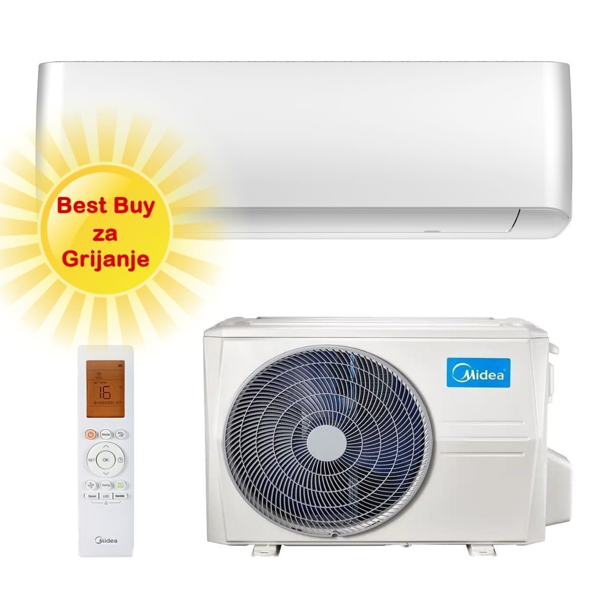 MIDEA KLIMA UREĐAJ 3,5kW MSOPBU-12HRFN8/MOX330-12HRHFN8 Oasis Plus za prostor do 35m2, A+++ energetska klasa