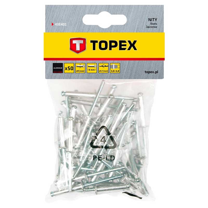 Zakovice aluminijske 4x8 50 kom Topex