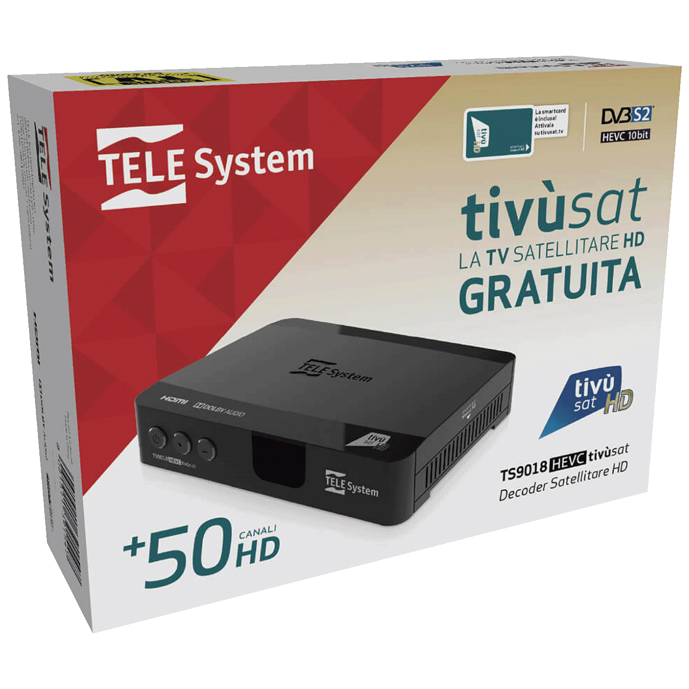 TELE System Prijemnik satelitski, DVB-S/S2 sa tivùsat smart karticom - TS9018 HD + Tivusat karte
