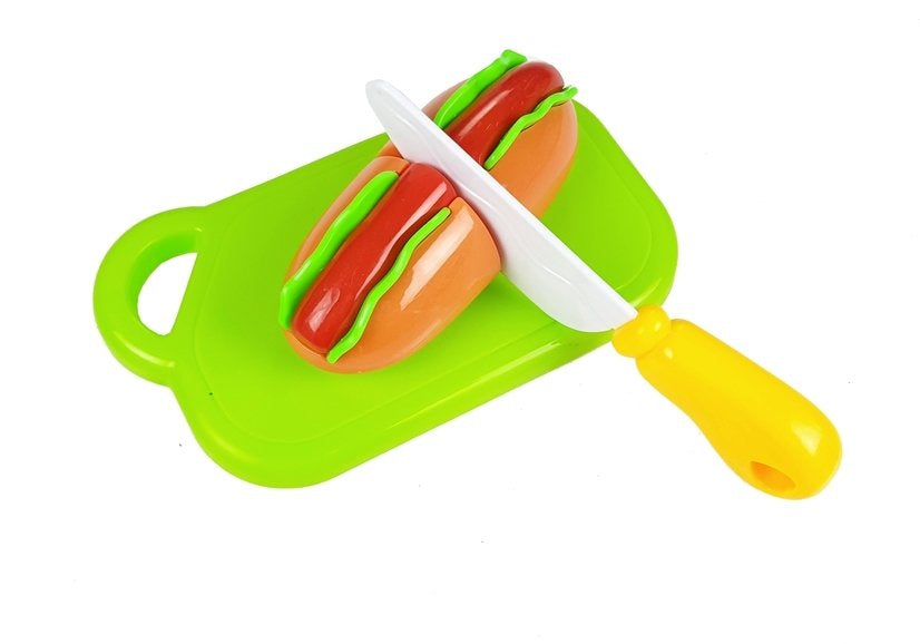 Set brze hrane za igru za rezanje + daska i nož