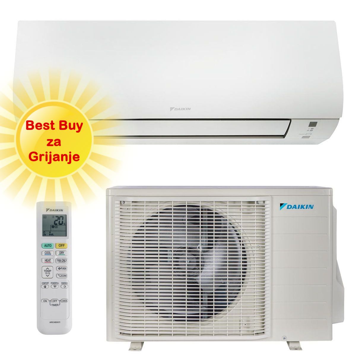 DAIKIN KLIMA UREĐAJ 3,5kW FTXTP35N/RXTP35A - Comfora Nepura (optimizirana za grijanje), za prostor do 35m2, A+++ energetska klasa, R-32