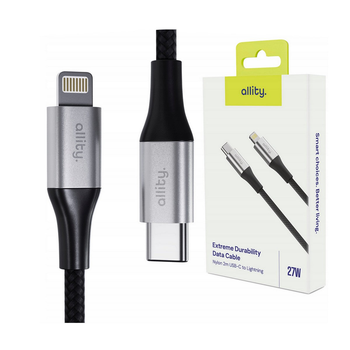 ALLITY kabel AUC-01 USB-C - Lightning 2,0 m 27W CRNI