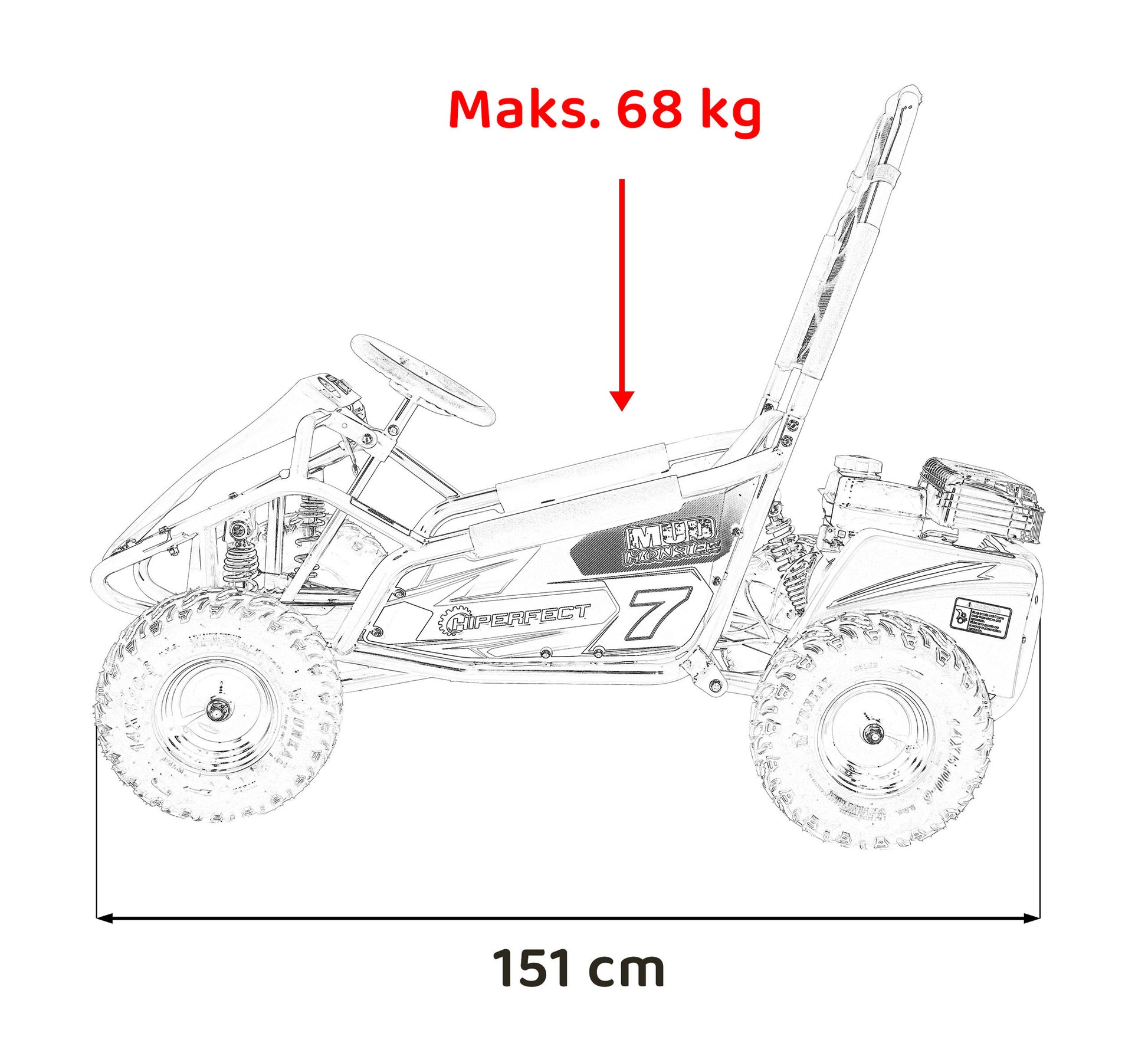 Buggy na benzin MUD MONSTER Combustion - crni