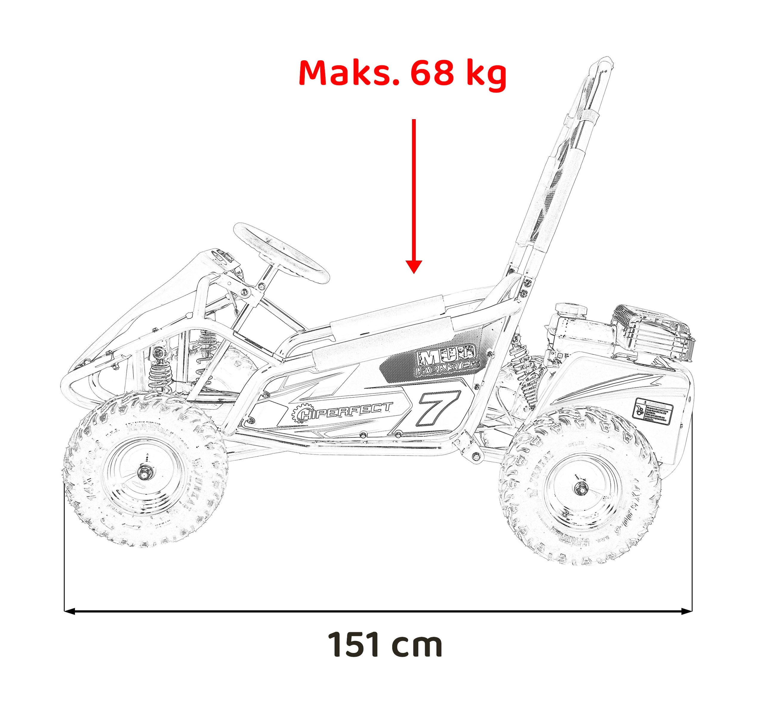 Buggy na benzin MUD MONSTER Combustion - crni
