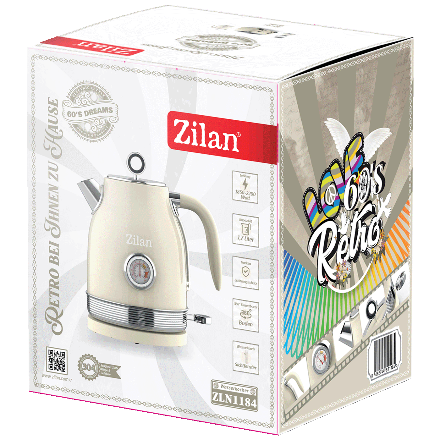 Zilan Kuhalo za vodu, zapremina 1.7 l, 2200 W, Retro - ZLN1184