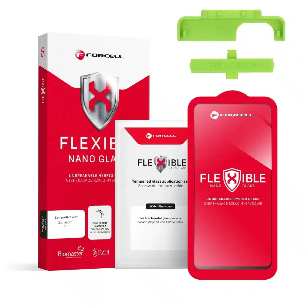 Forcell Flexible 5D - hybridní sklo pro Samsung Galaxy S10 černé (Hot Bending) - čtečka funguje