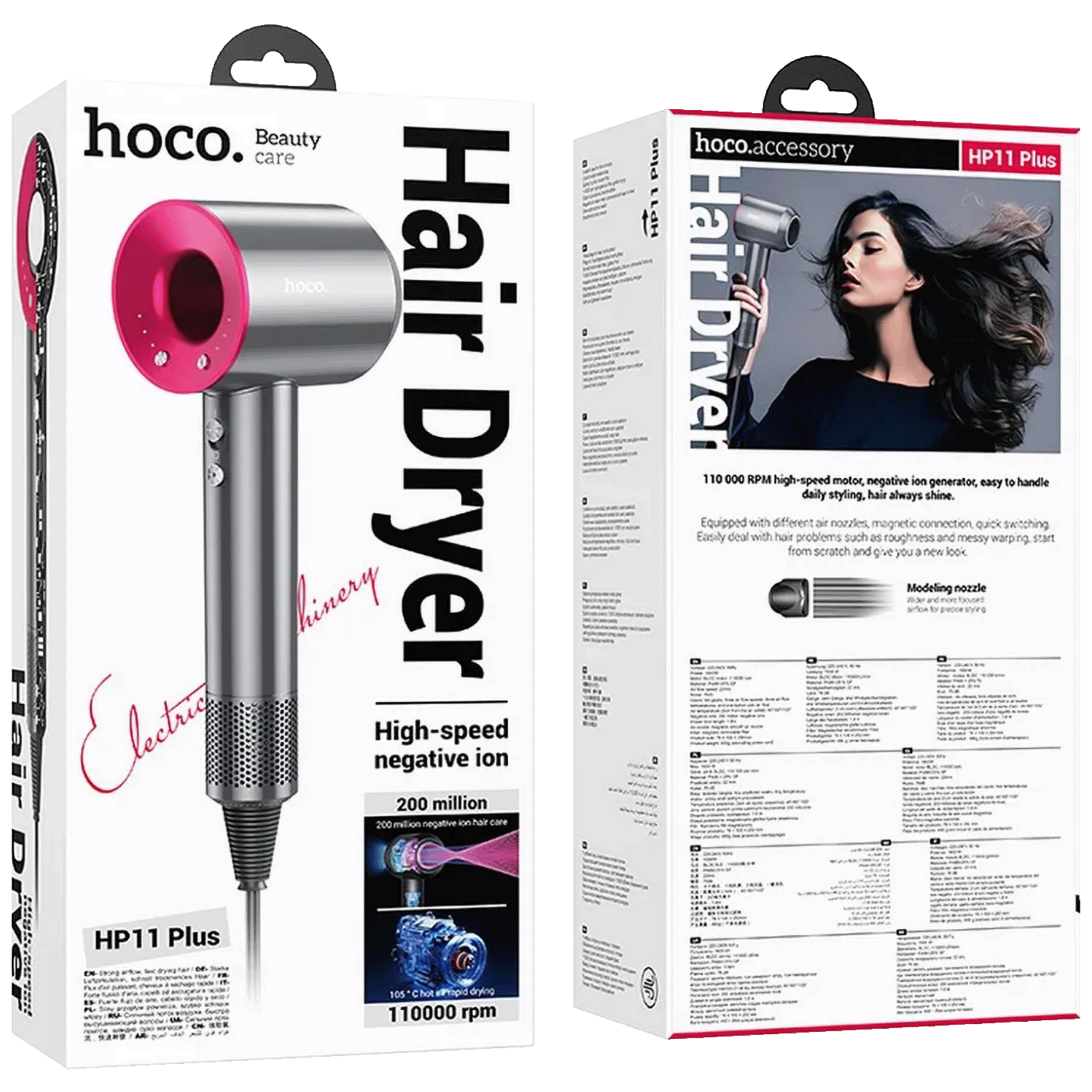 hoco. Fén na vlasy, 1600W - HP11 Plus Rose Red