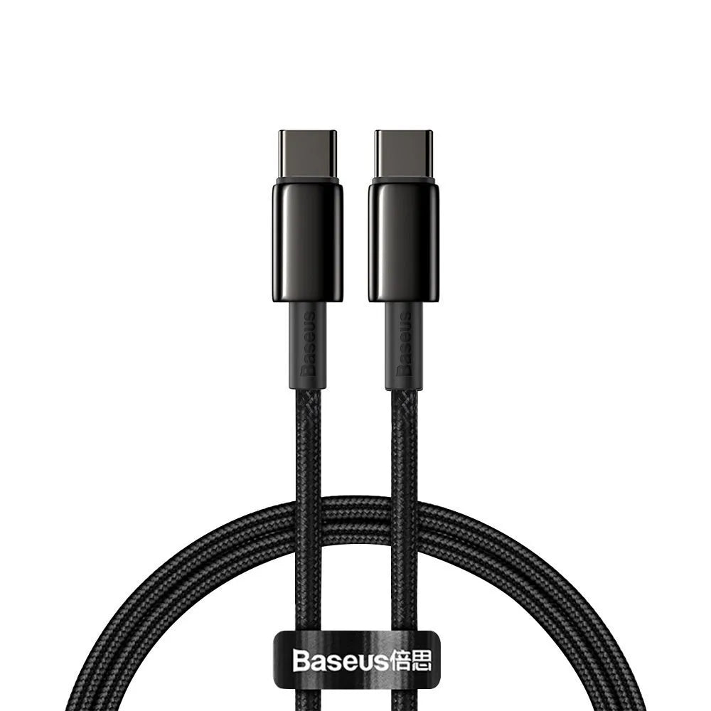 BASEUS kabel Type C do Type C PD100W Power Delivery Tungsten Gold Fast Charging CATWJ-01 1 metar crni