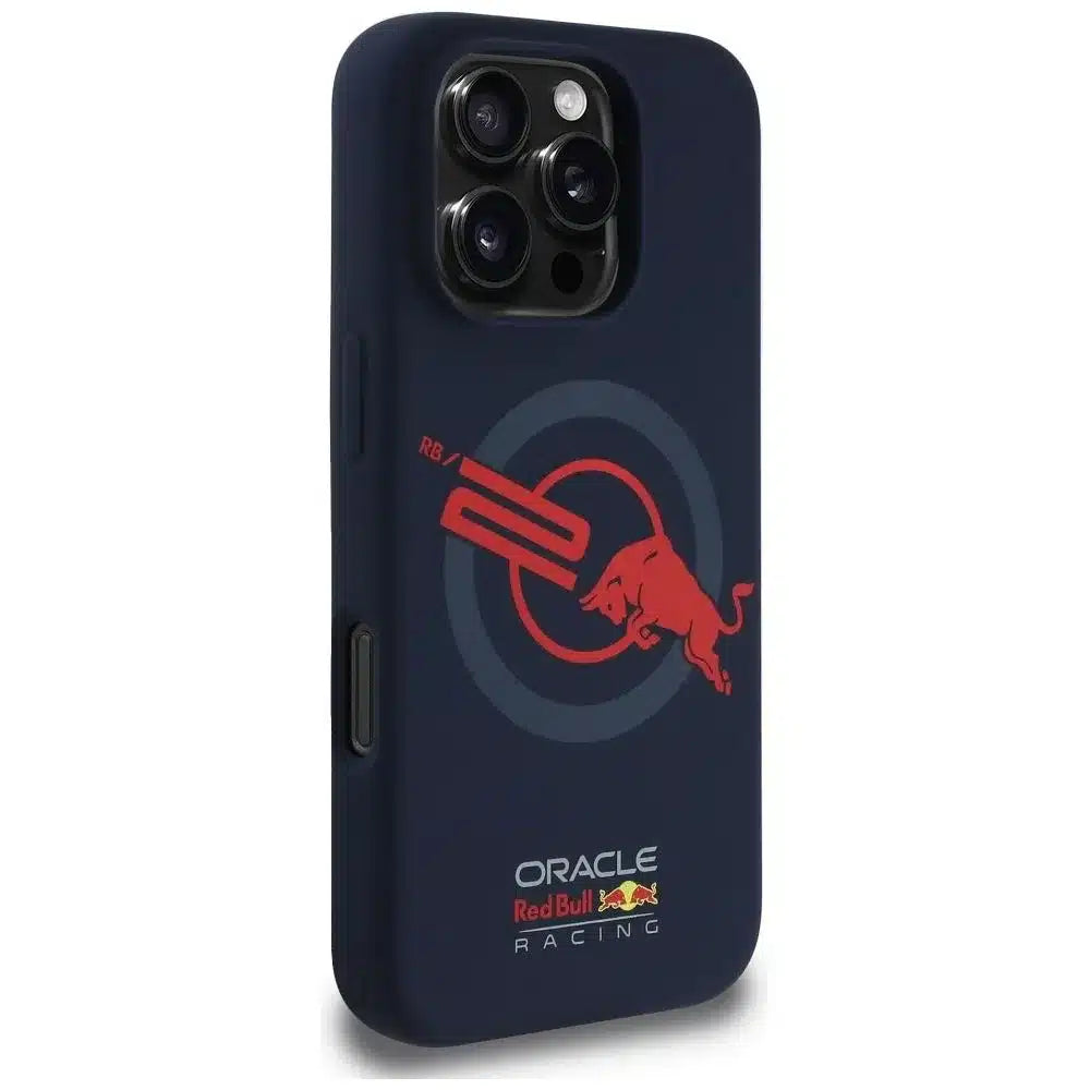 RED BULL iPhone 16 Pro kryt kompatibilní s MagSafe (Silicon ORBR20 Logo Red Lining) námořnická modrá