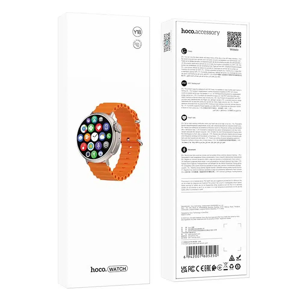 HOCO chytré hodinky / chytré hodinky Y18 smart sport (možnost volání z hodinek) zlaté