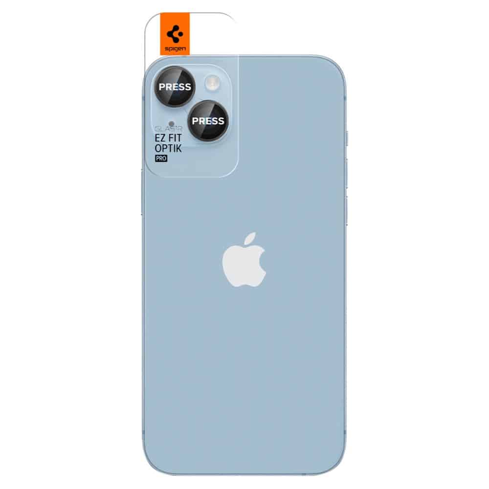 SPIGEN OPTIK.TR EZ FIT ZAŠTITNO KALJENO STAKLO ZA KAMERU 2-KOM ZA IPHONE 14 / 14 PLUS/ 15 / 15 PLUS CRNO