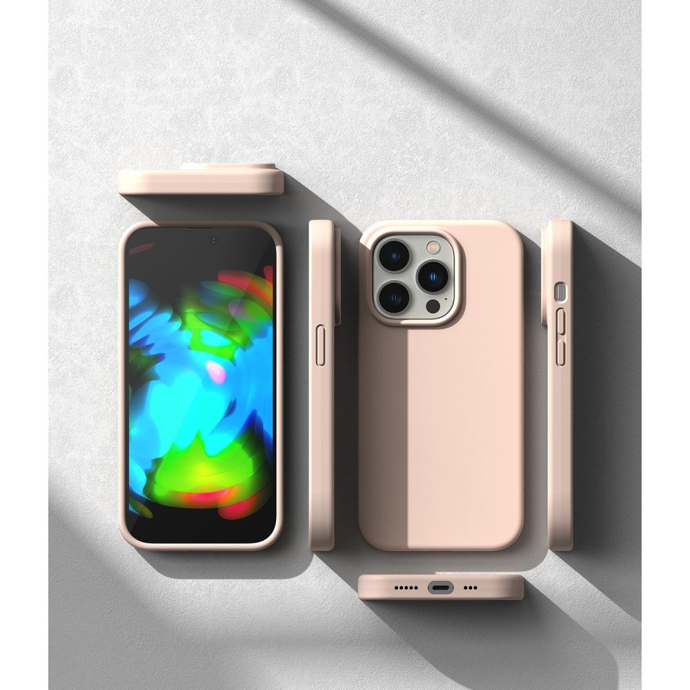 RINGKE SILIKONOVÉ POUZDRO PRO IPHONE 14 PRO PINK SAND