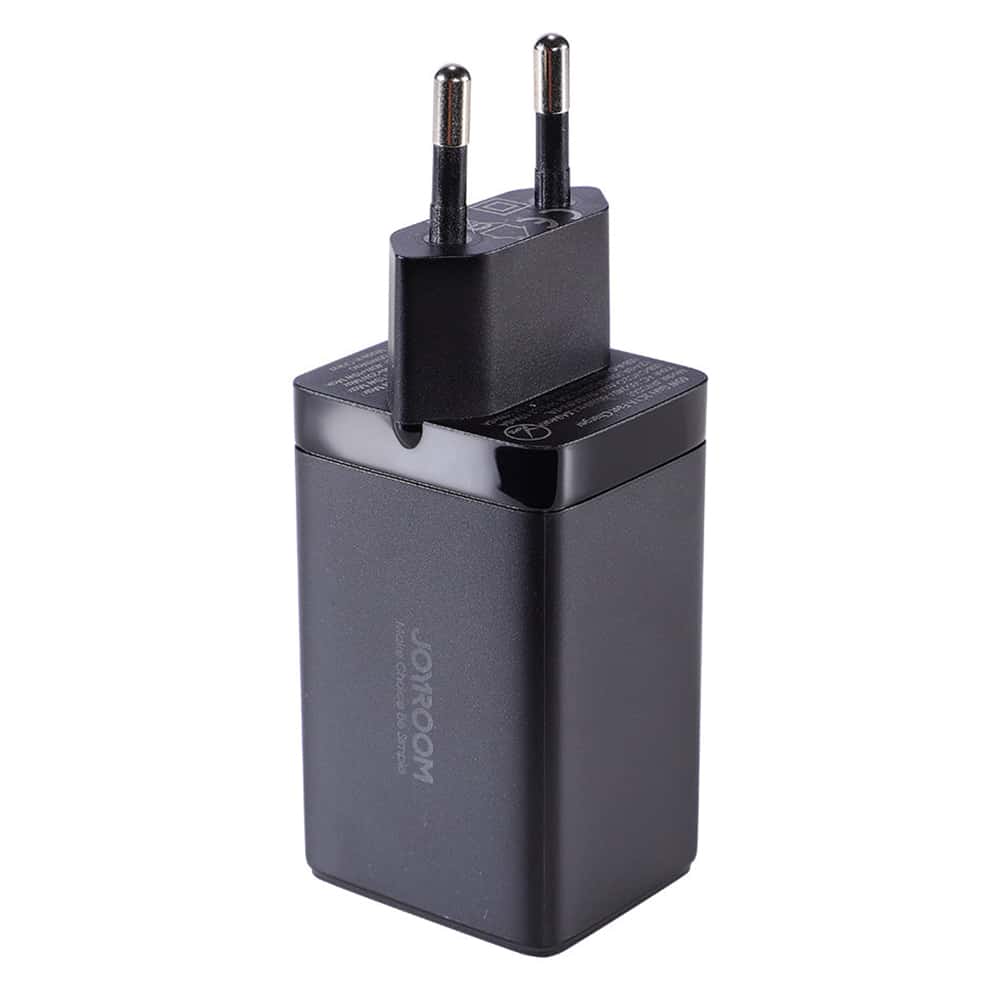 JoyRoom – Nástěnná nabíječka (TCG01) – 2 x Type-C – rychlonabíjení USB 65 W s kabelem Type-C na Type-C 100 W 120 cm – černá