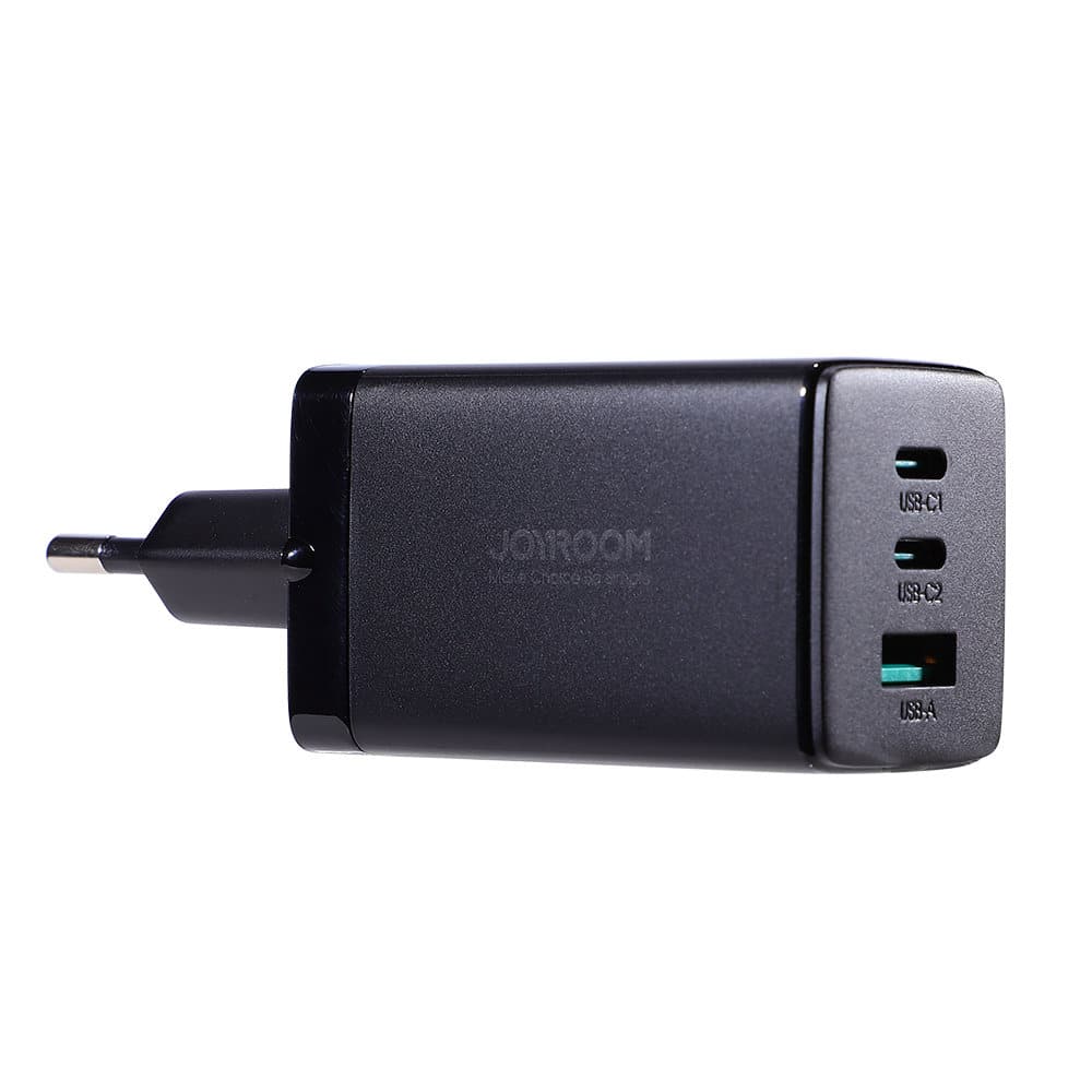 JoyRoom – Nástěnná nabíječka (TCG01) – 2 x Type-C – rychlonabíjení USB 65 W s kabelem Type-C na Type-C 100 W 120 cm – černá