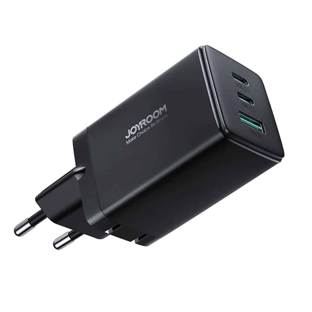 JoyRoom – Nástěnná nabíječka (TCG01) – 2 x Type-C – rychlonabíjení USB 65 W s kabelem Type-C na Type-C 100 W 120 cm – černá
