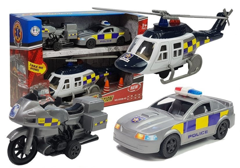 Set za igru sa vozilima specijalne policije 3u1 - sivi