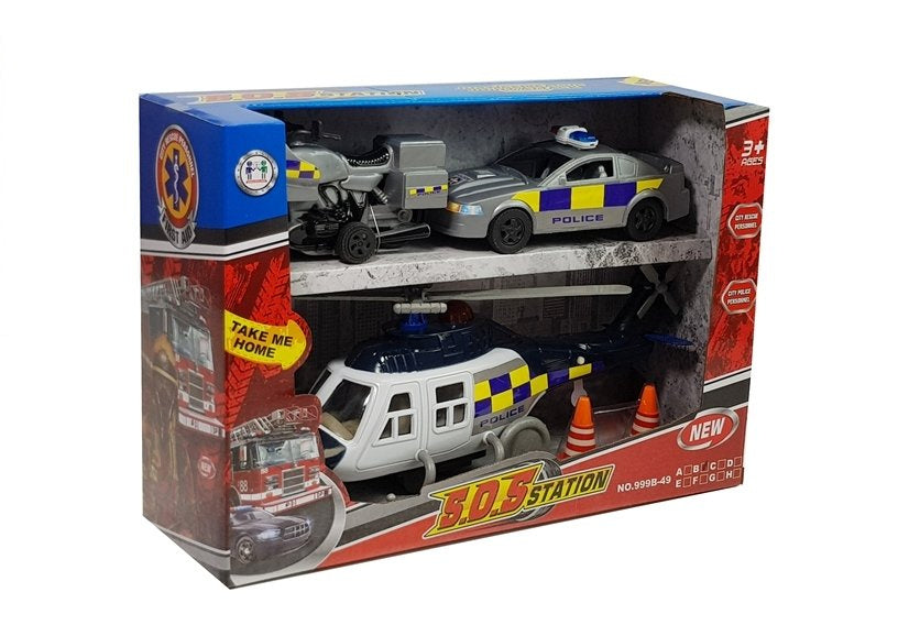 Set za igru sa vozilima specijalne policije 3u1 - sivi