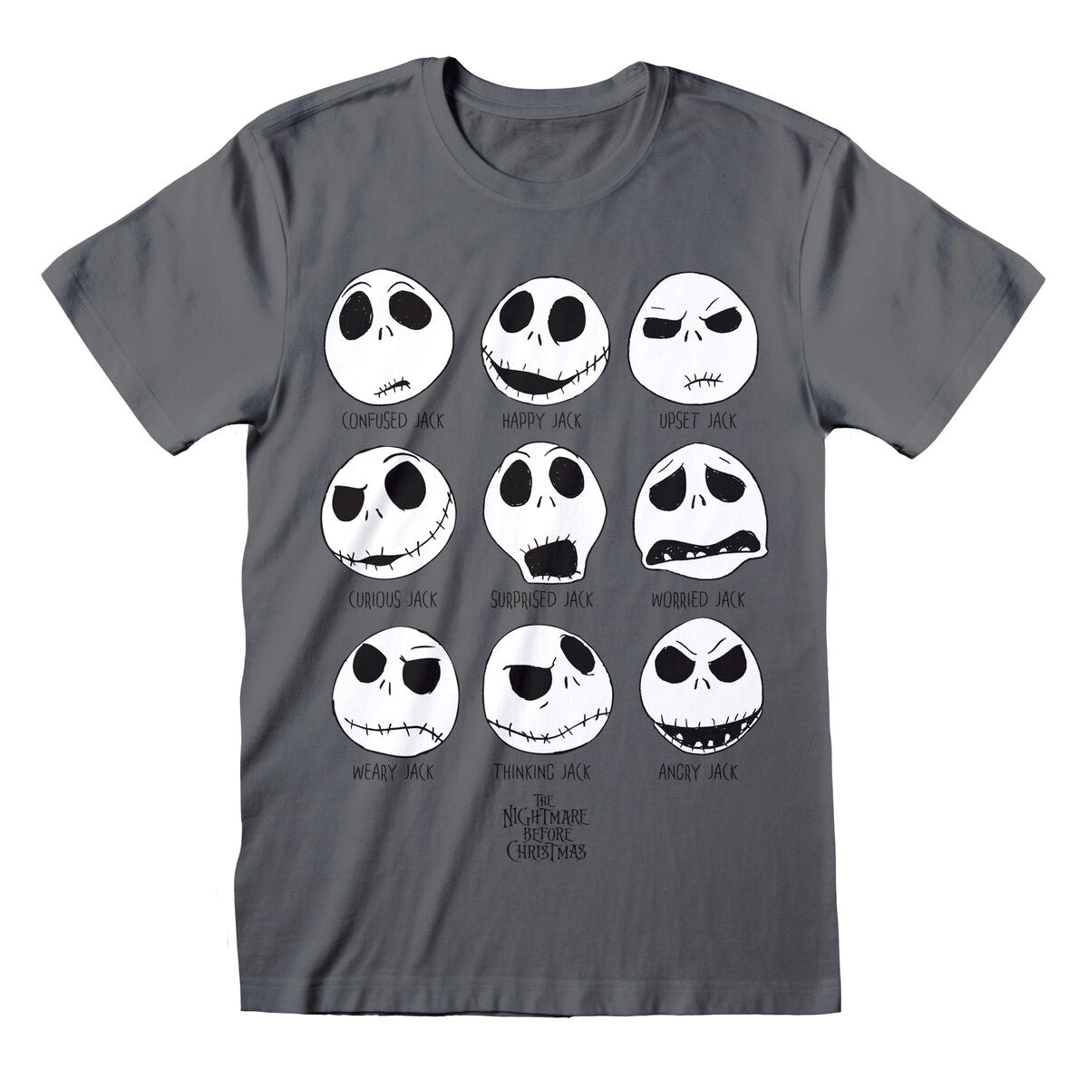 Unisex Majica Kratkih Rukava The Nightmare Before Christmas Many Faces Tamno sivo